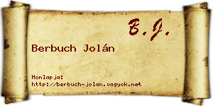 Berbuch Jolán névjegykártya